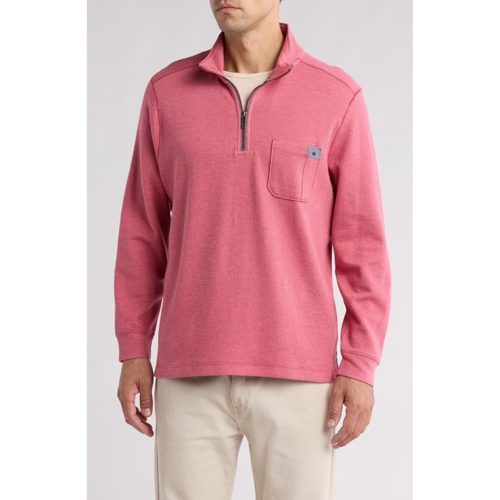 Tommy Bahama Men's Pullover XXL Haystack Half Zip long sleeve ‎ Red Sail NWT